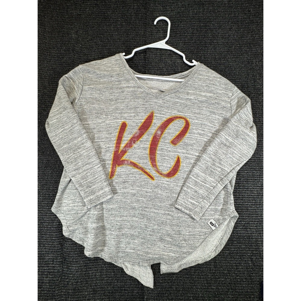 Kansas City Chiefs Women's Gray Sweatshirt KC Graphic Pullover Top Size